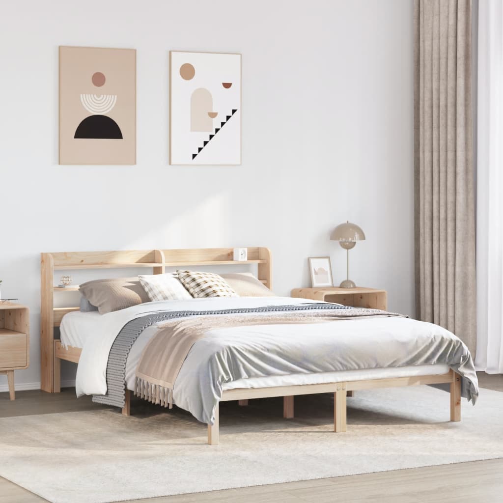 Bed Frame without Mattress 140x190 cm Solid Wood Pine